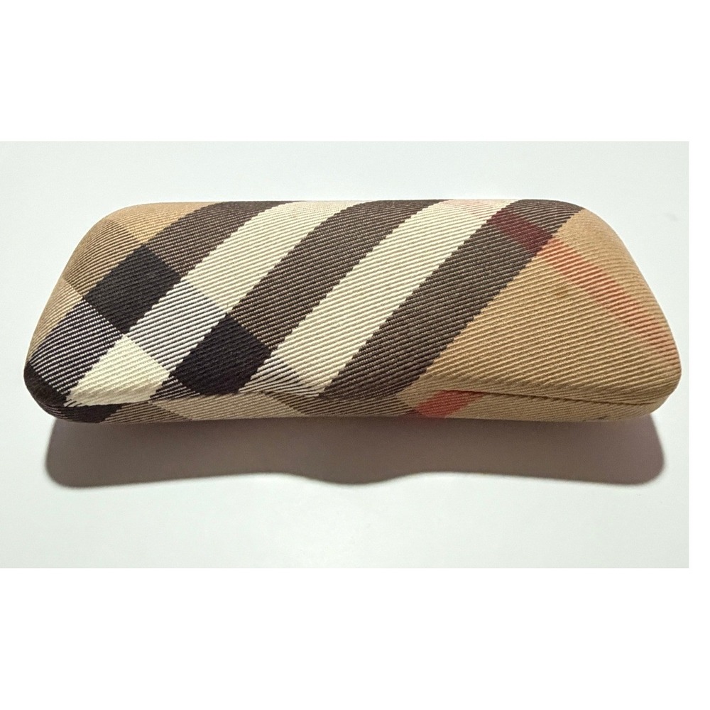 Burberry Eyeglass Case Nova Check Beige Plaid Hard Shell Luxury Designer Case